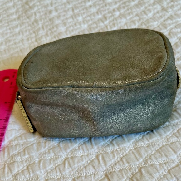 Tory Burch - cosmetic case - silver brushed suede - Picture 6 of 11